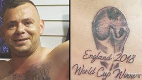 英格兰粉丝得到了'英国2018年世界杯赢家'纹身