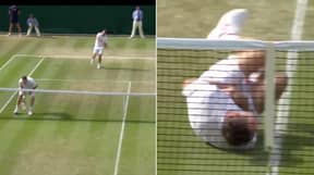 网球运动员在比赛中被球击中后像内马尔一样滚动