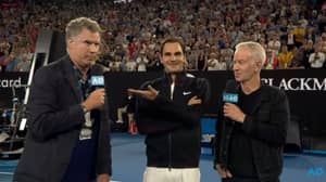 Roger Federer受到Ron Burgundy在澳大利亚开放的采访