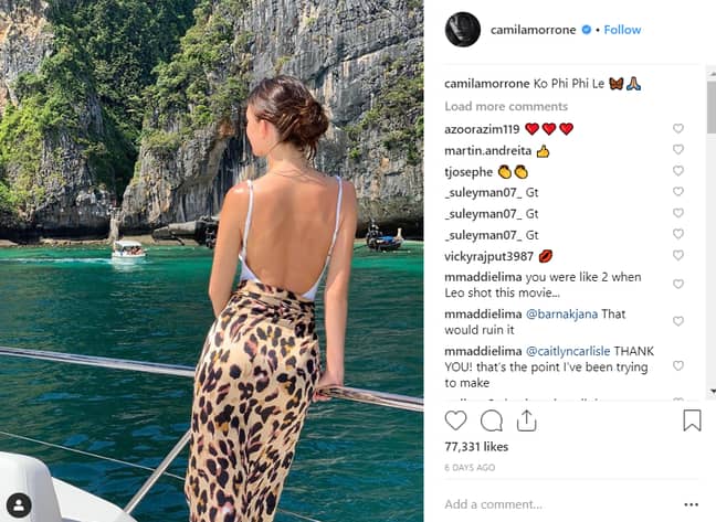 卡米拉·莫伦（Camila Morrone）和好莱坞明星已经约会了大约一年。学分：Instagram/Camila Morrone